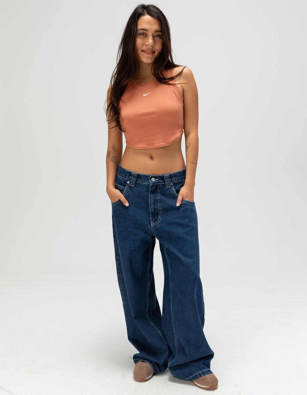 NIKE Sportswear Chill Knit Womens Crop Mini-Rib Tank Top - BURNT RED Product Image