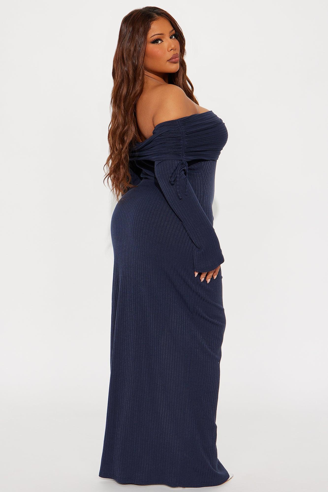 Nora Off Shoulder Maxi Dress - Navy Female Product Image