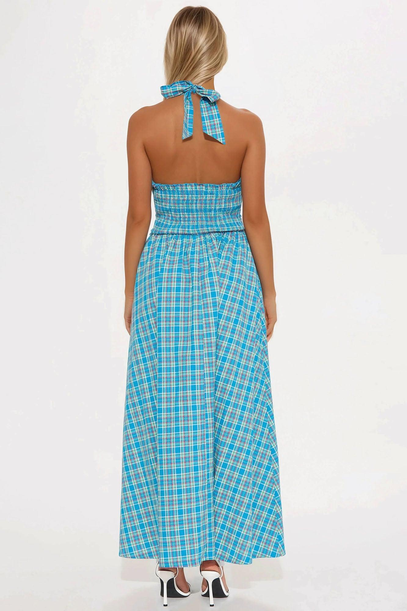 Annie Plaid Maxi Dress - Blue/combo Product Image