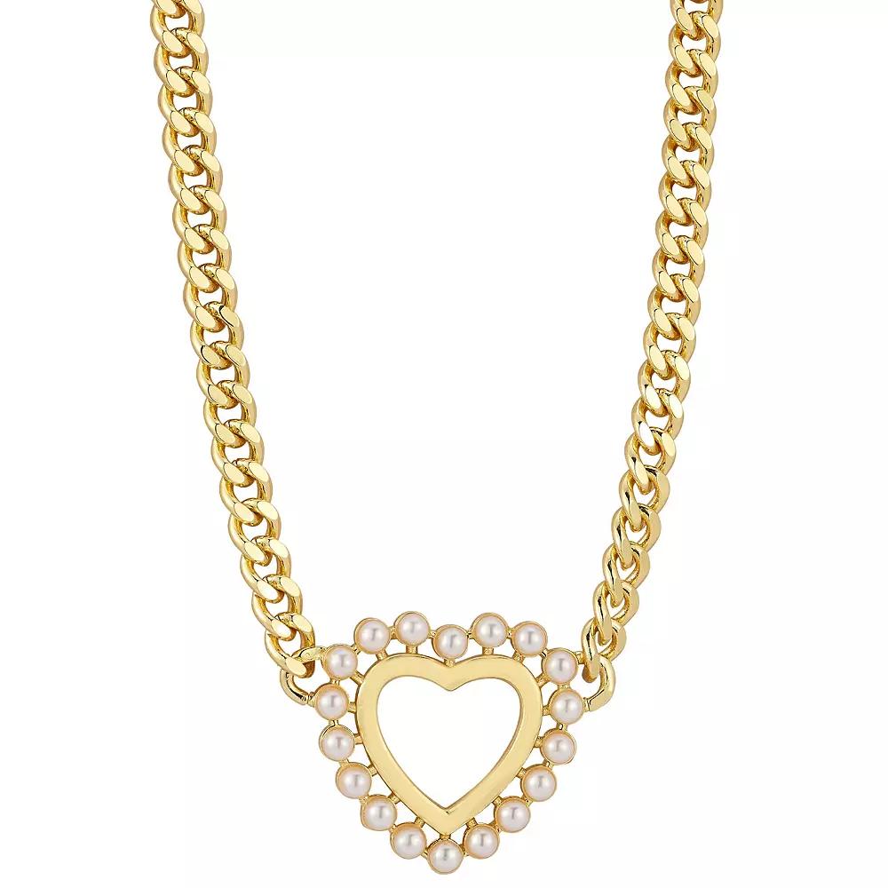 WINX 18k Gold Plated Freshwater Cultured Pearl Heart Necklace, Women's, Size: 17-19" ADJ, Gold Tone Product Image