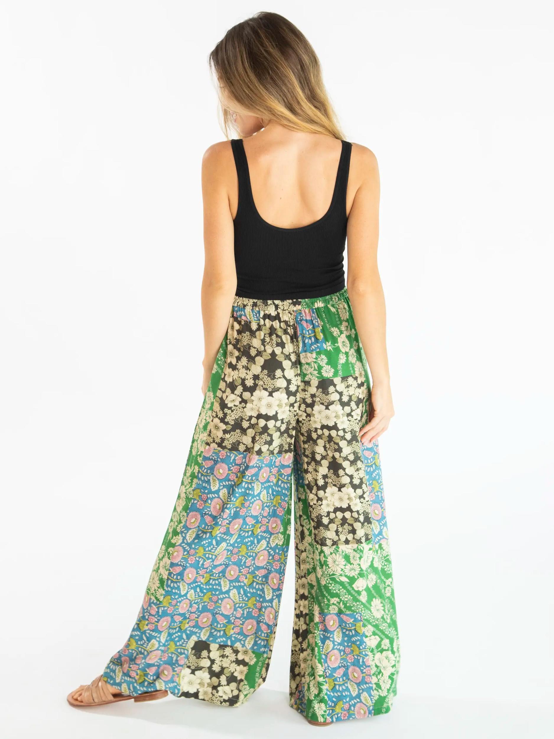 Go With The Flow Wide Leg Pant - Green Blue Floral Product Image