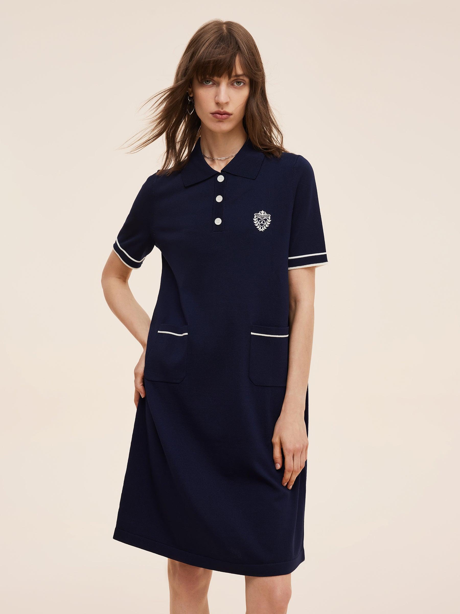 Tencel Blend Women Knit Mini Dress With Detachable Sailor Collar Product Image