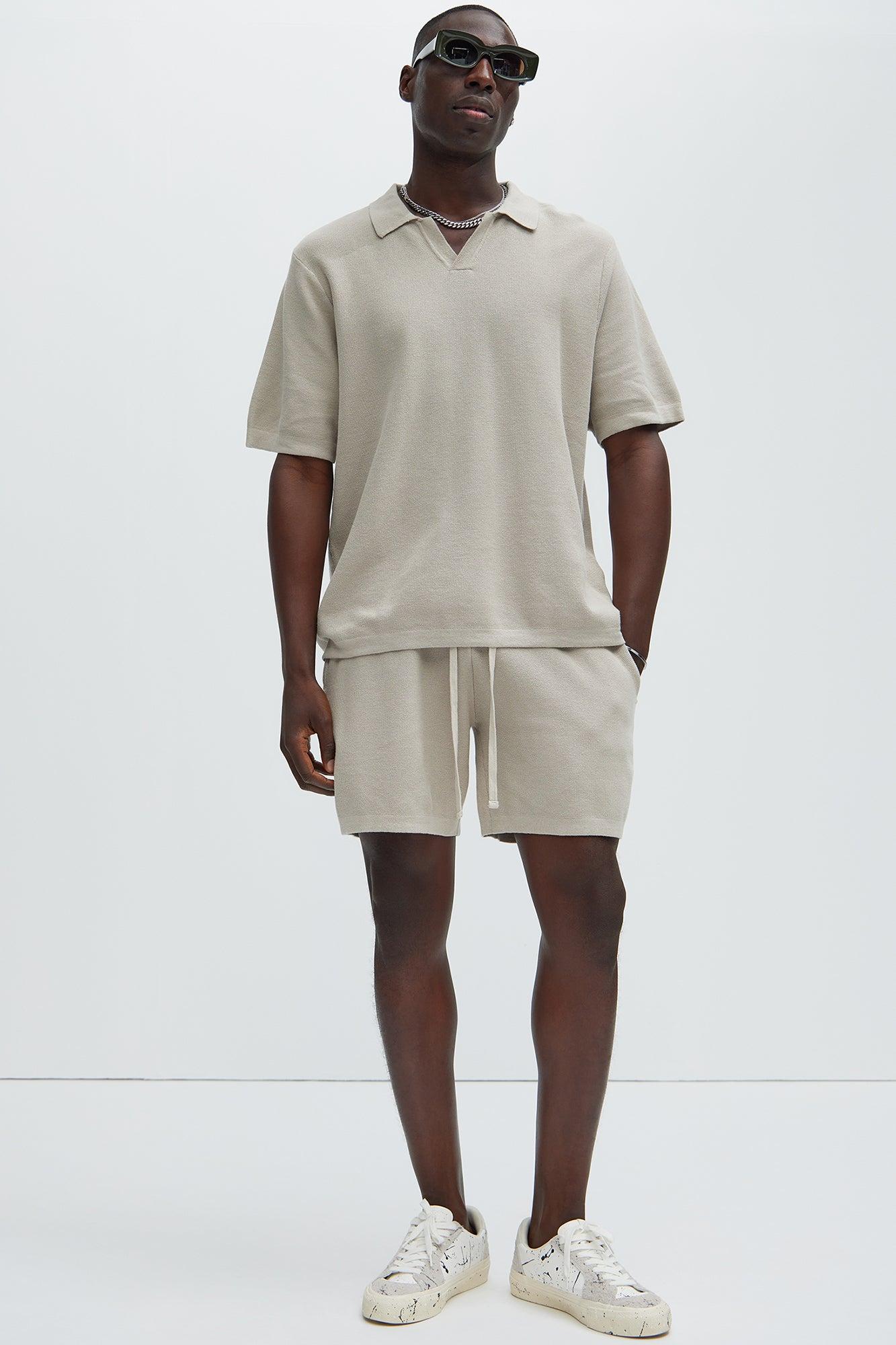 Chazin Textured Johnny Collar Shirt - Grey Product Image