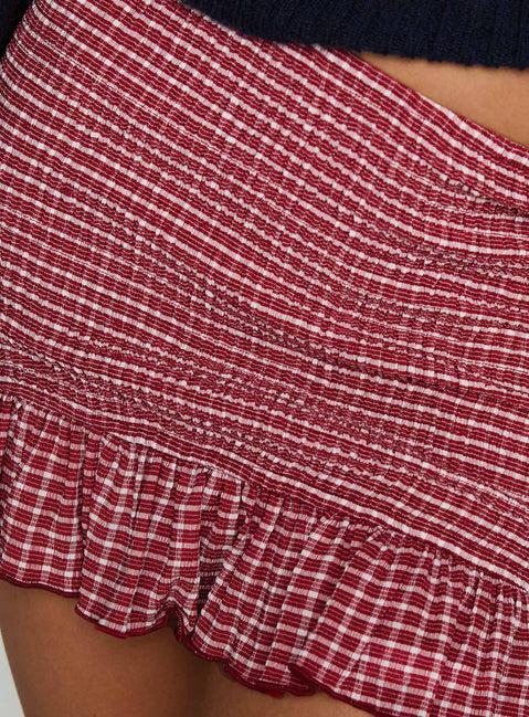 Growing Up Frill Detail Mini Skirt Red Check Product Image