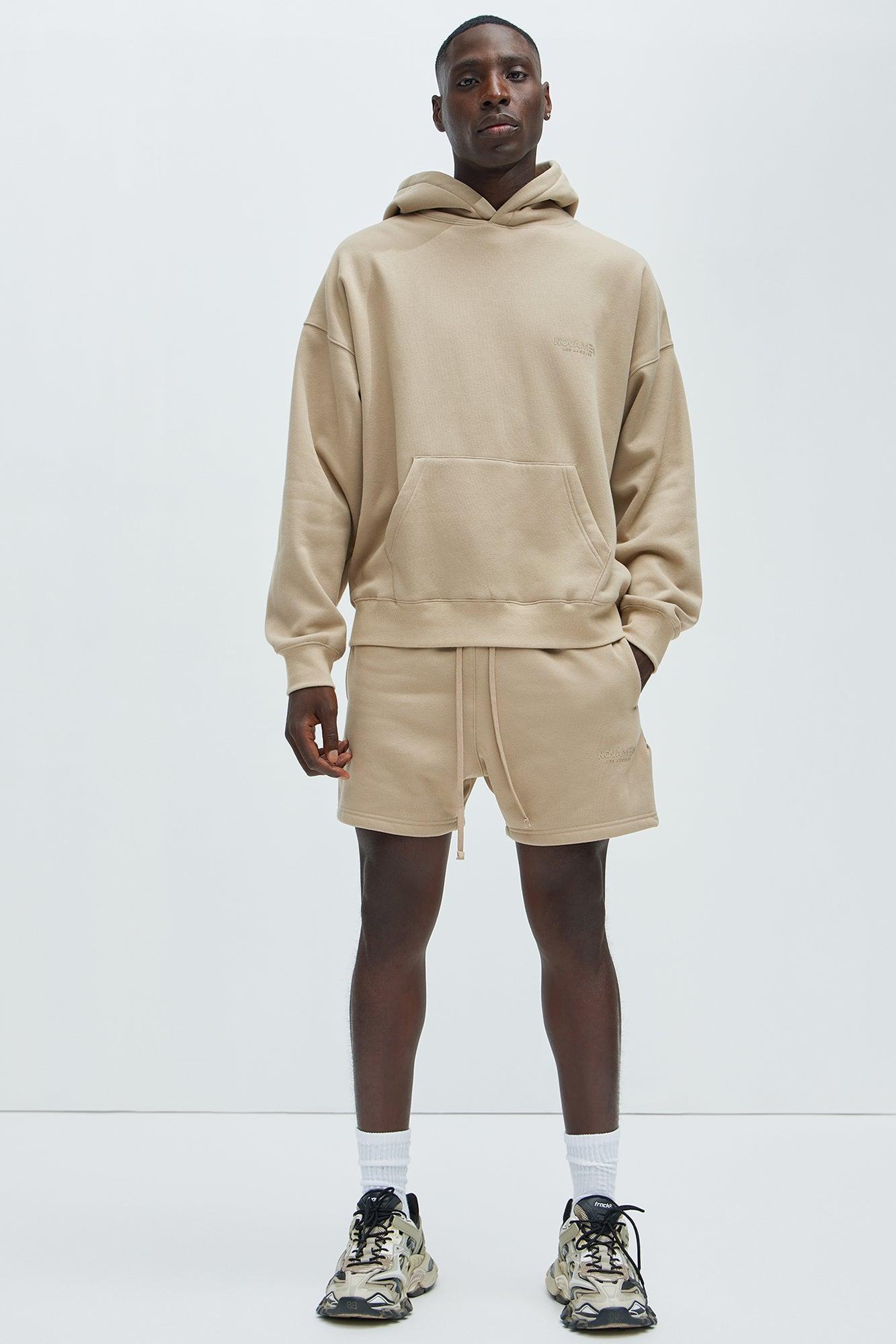 Tyson Novamen Oversize Heavyweight Sweat Shorts - Taupe Product Image