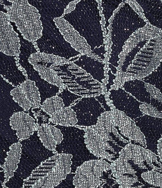 R & M Richards Petite Size Two Tone Floral Off-The-Shoulder Sweetheart Neck Glitter Lace Mermaid Gown Product Image