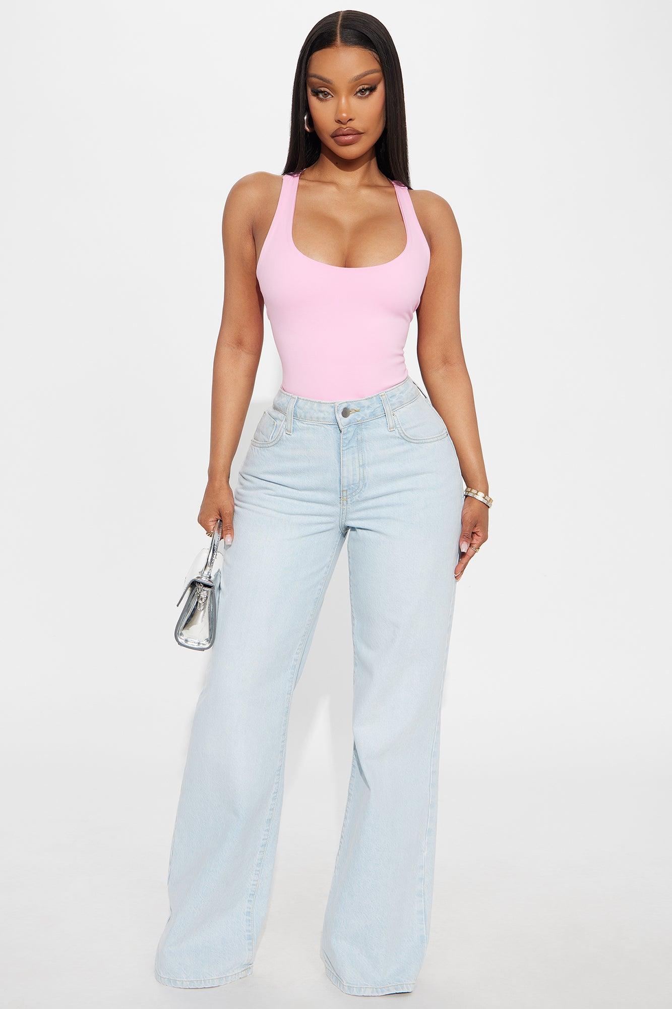 Sarafiena Double Lined Scoop Neck Bodysuit - Pink Female Product Image