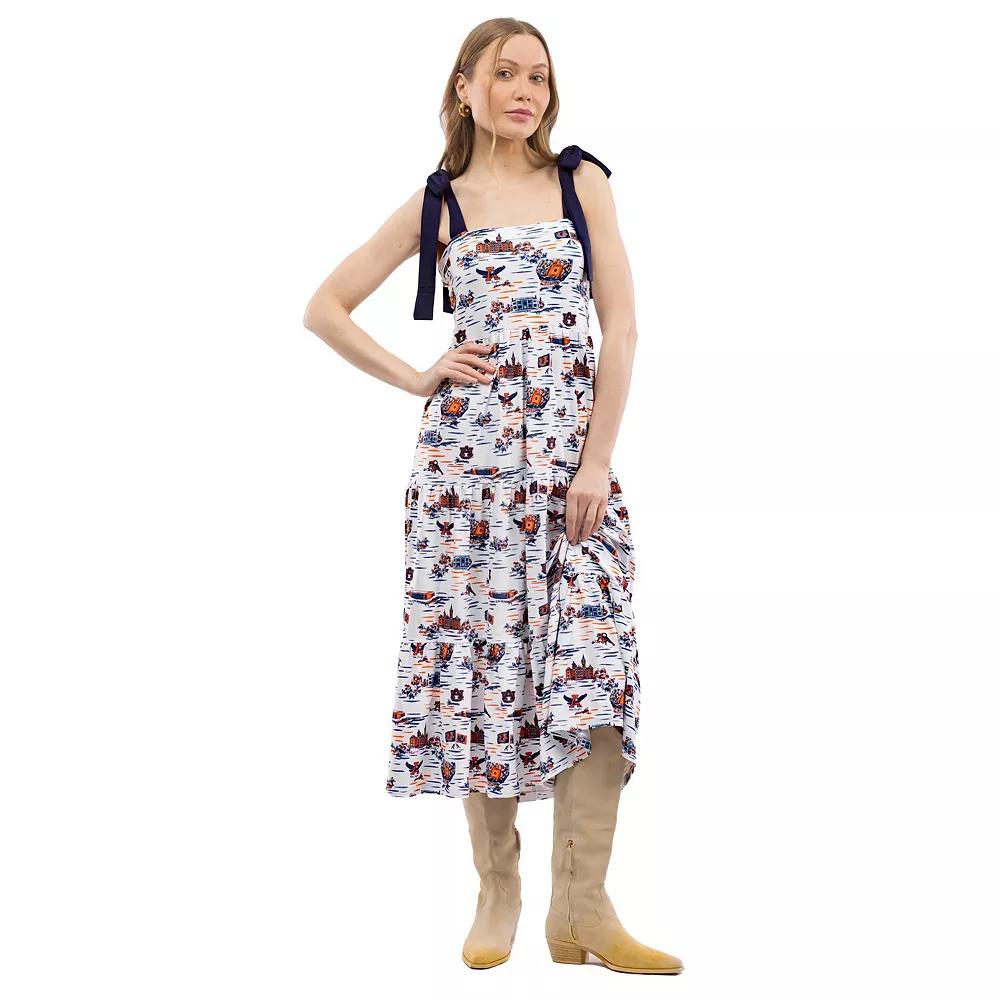 Women's Smith & Quinn  Navy Auburn Tigers Tied Shoulder Tiered Maxi Dress, Size: XS, White Product Image