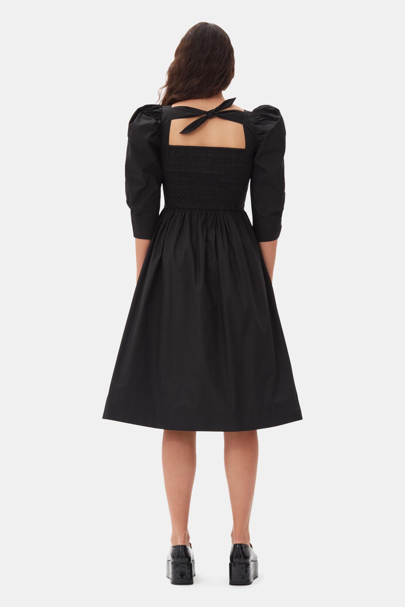 Black Cotton Poplin Smock Dress Product Image