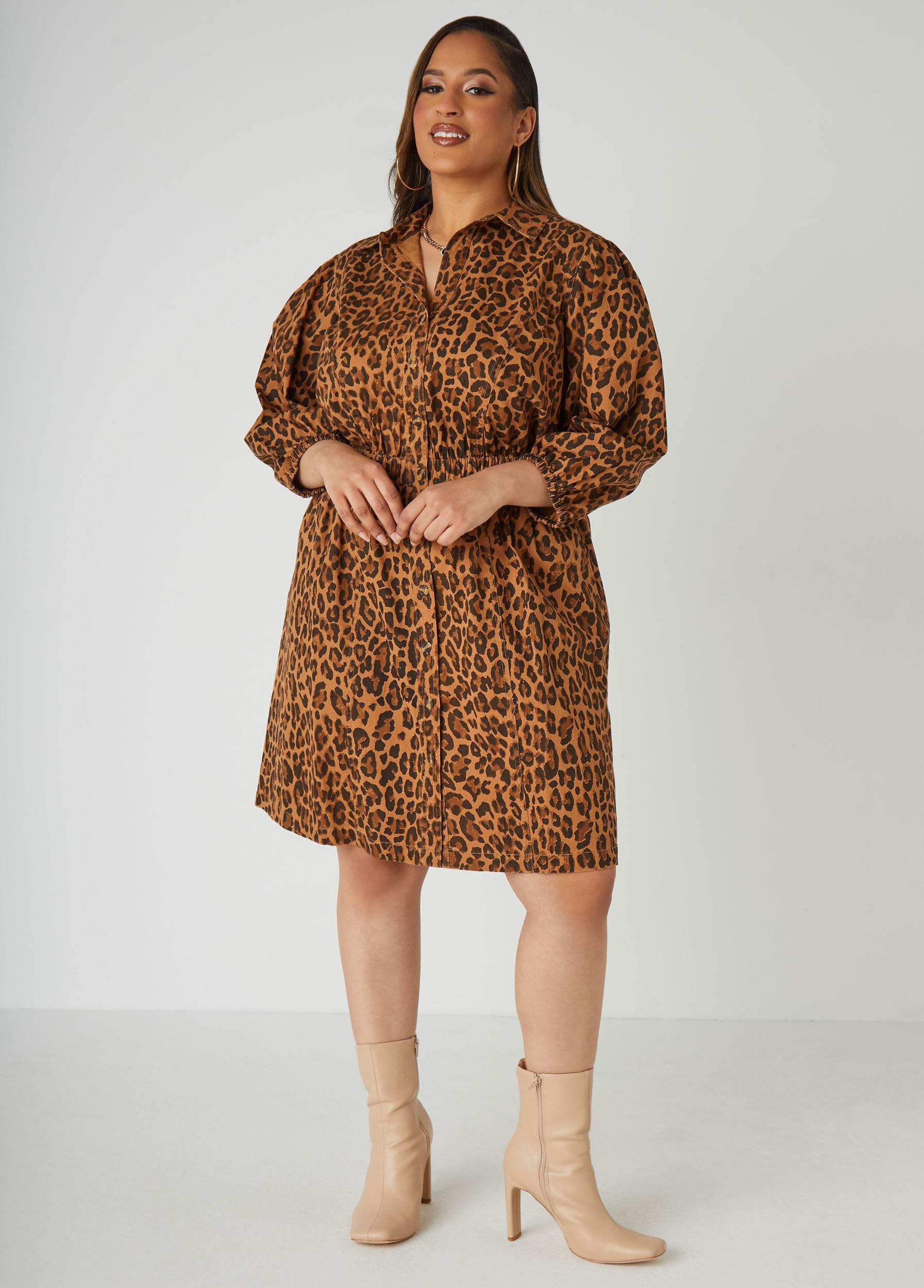 Leopard Cotton Twill Shirtdress Product Image