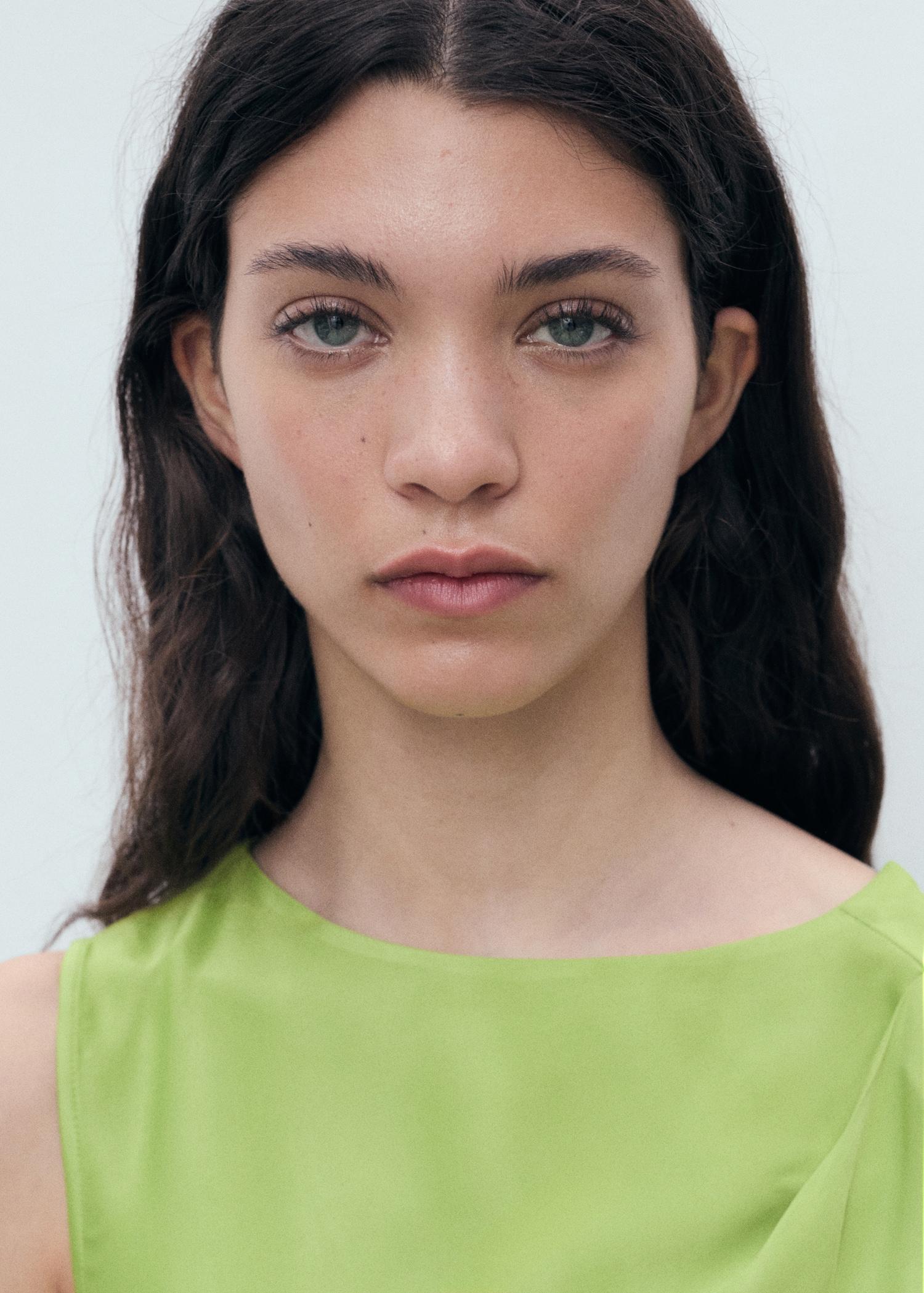 Long dress with ruffled sleeves - Women | MANGO USA Product Image