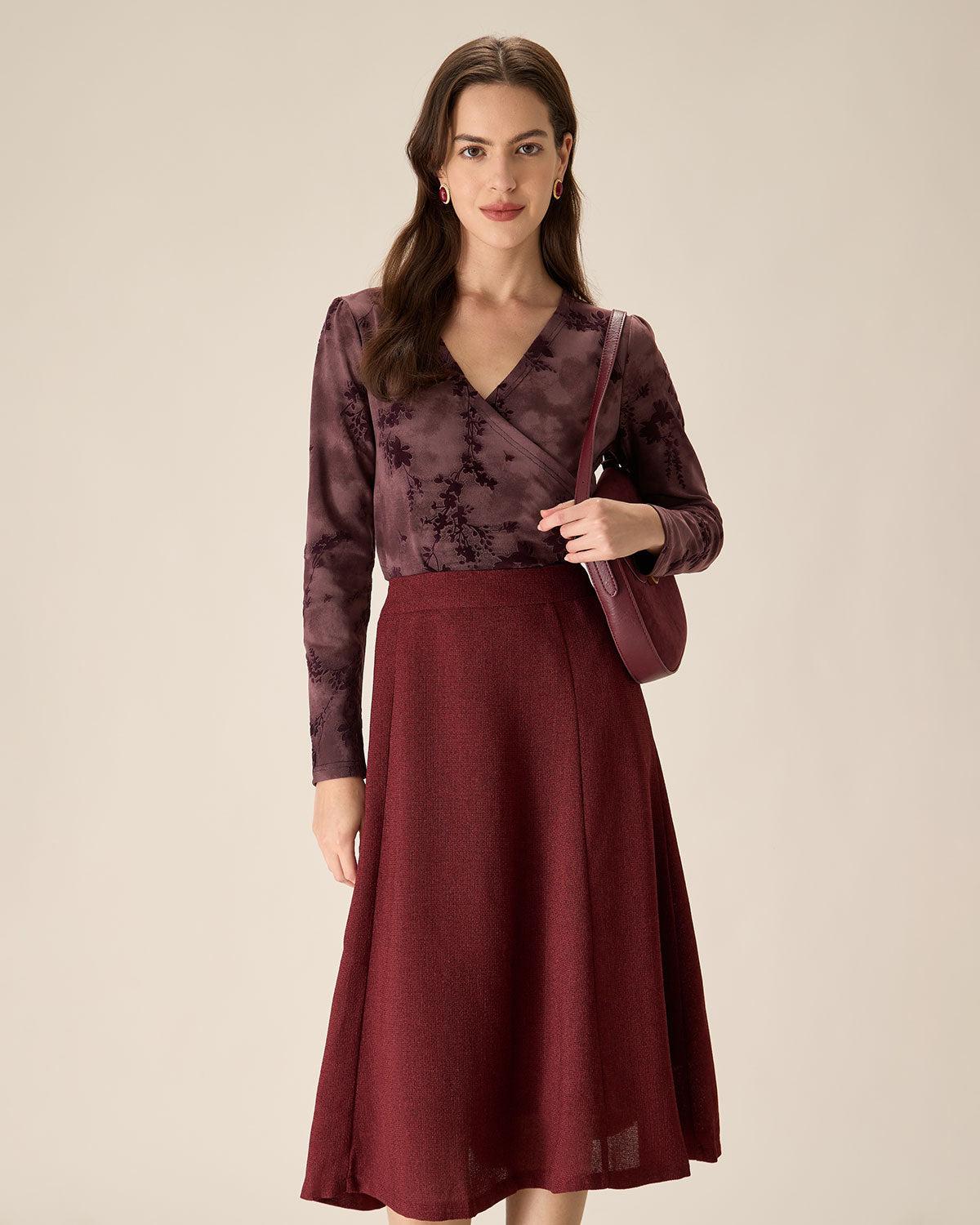 Purple Floral Ruched Wrap Tee Product Image