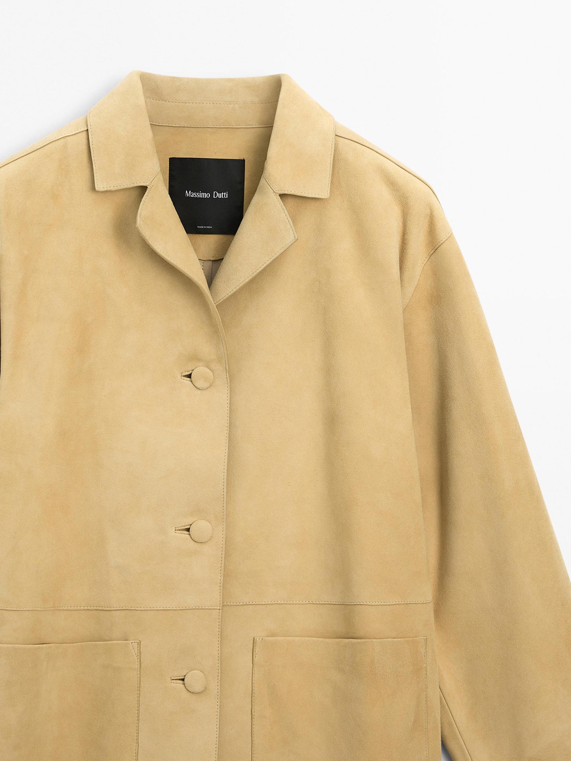 Long suede leather coat Product Image