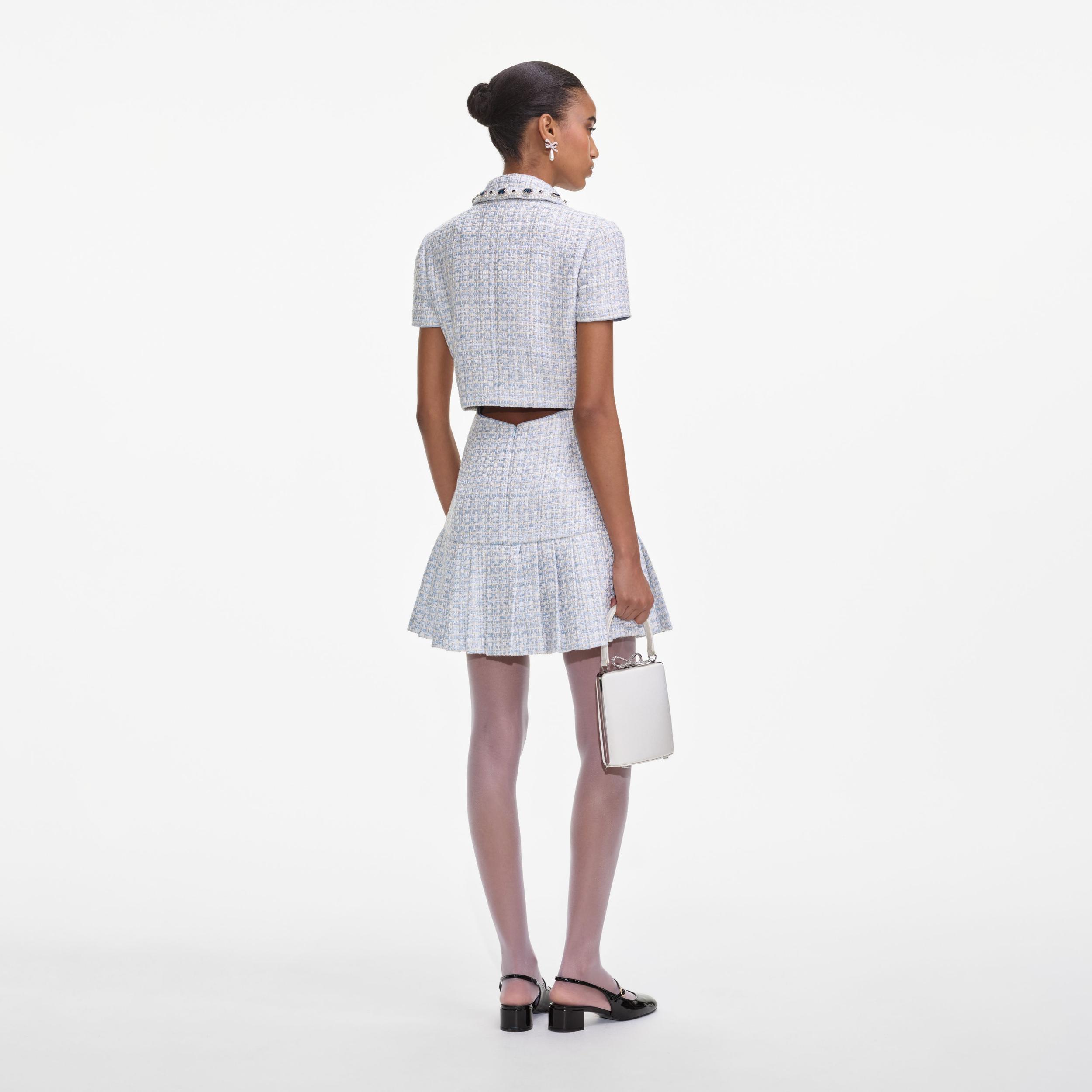 Blue Boucle Mini Dress Product Image