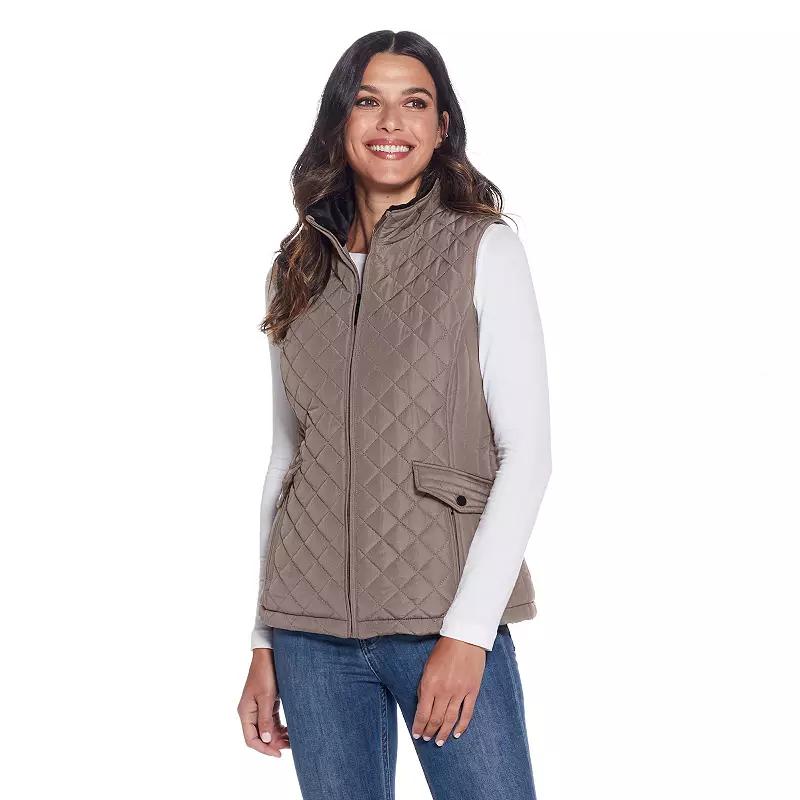 Women's Weathercast Plush Lined Quilted Vest, Size: Small, Black Product Image