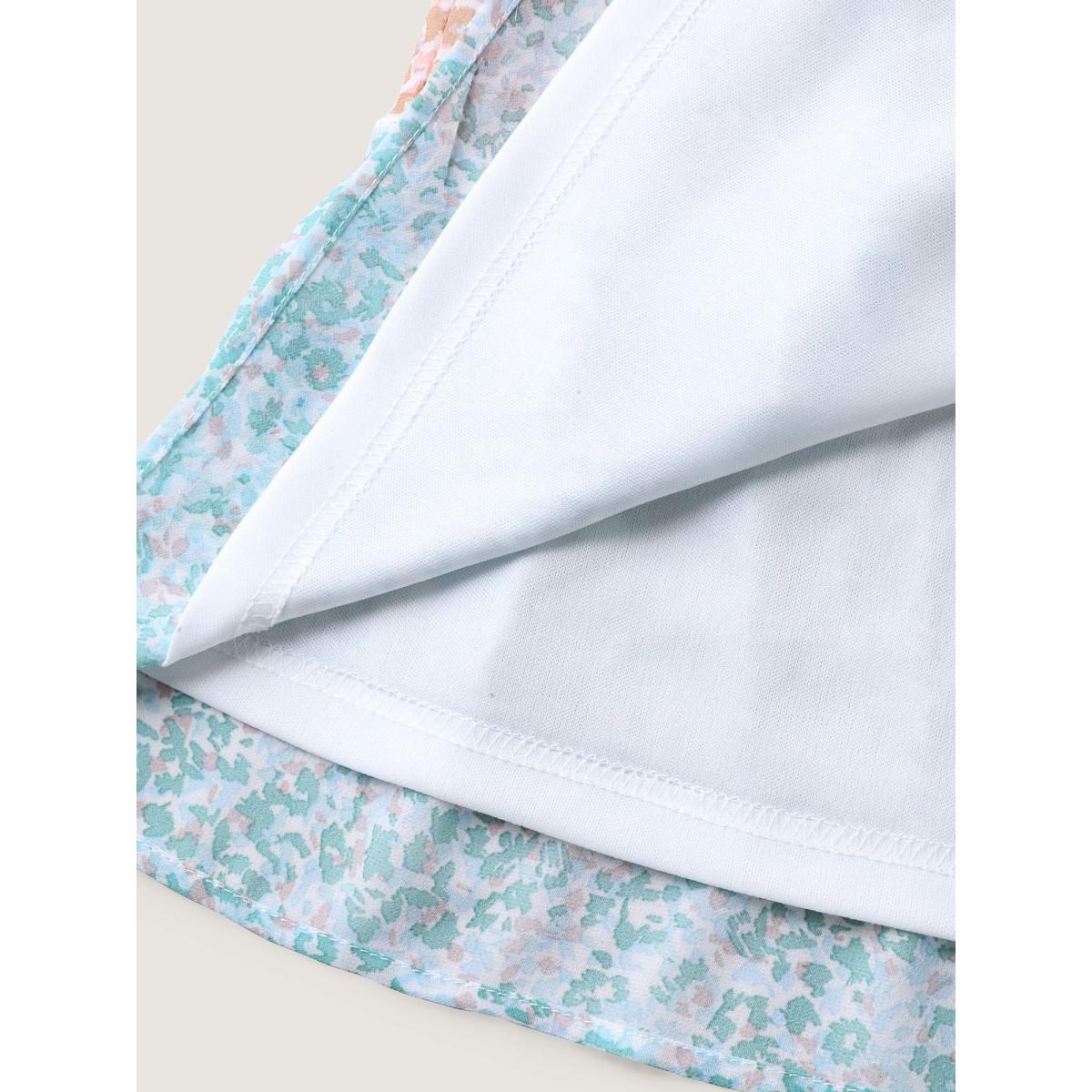 Plus Size Chiffon Color Block Tiered Tank Top Women Multicolor Timeless Gathered Round Neck Elegant Tank Tops Camis BloomChic 26/4X Product Image