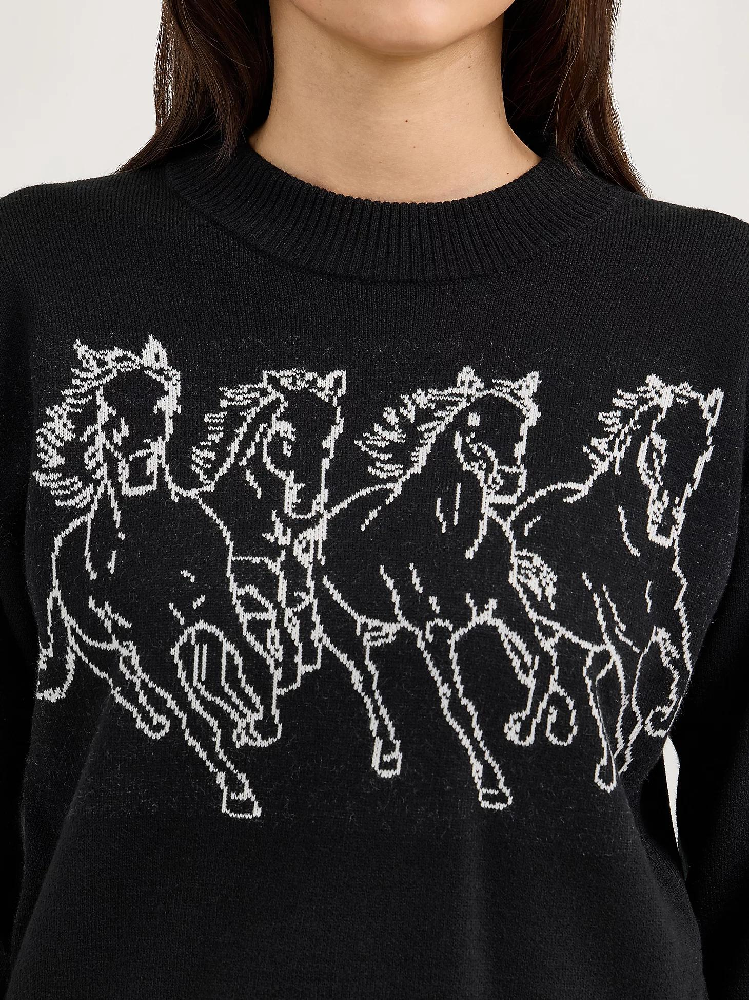 Women's Wrangler Horse Intarsia Crew Neck Sweater Product Image