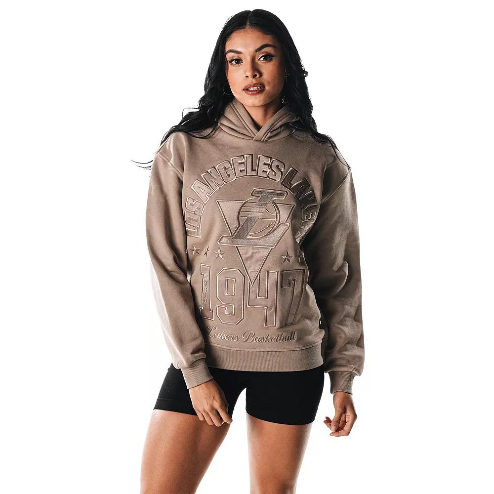 Women's The Wild Collective Gray Los Angeles Lakers Satin Pullover Hoodie,  Product Image
