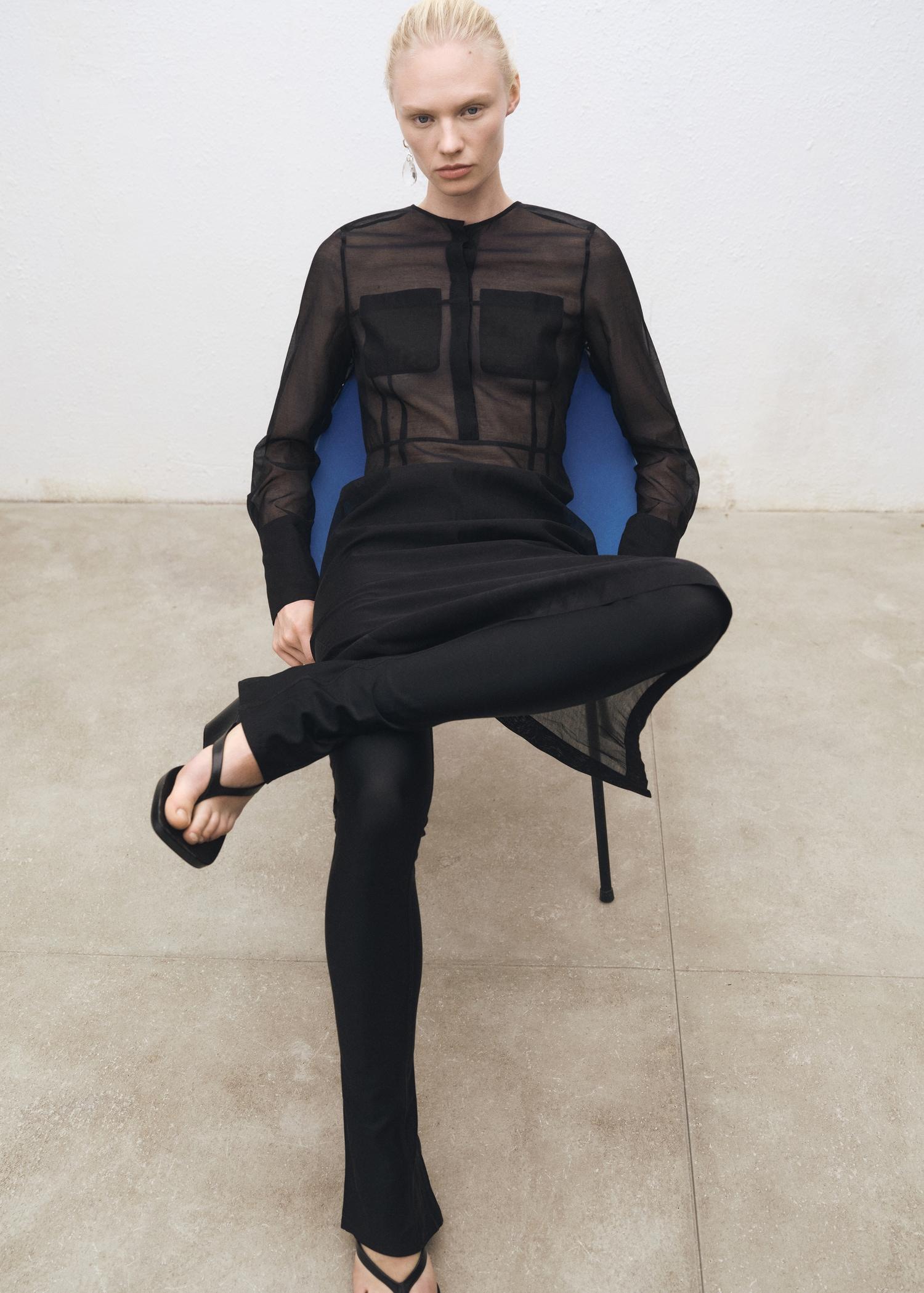 Semi-transparent silk-blend midi-dress - Women | MANGO USA Product Image