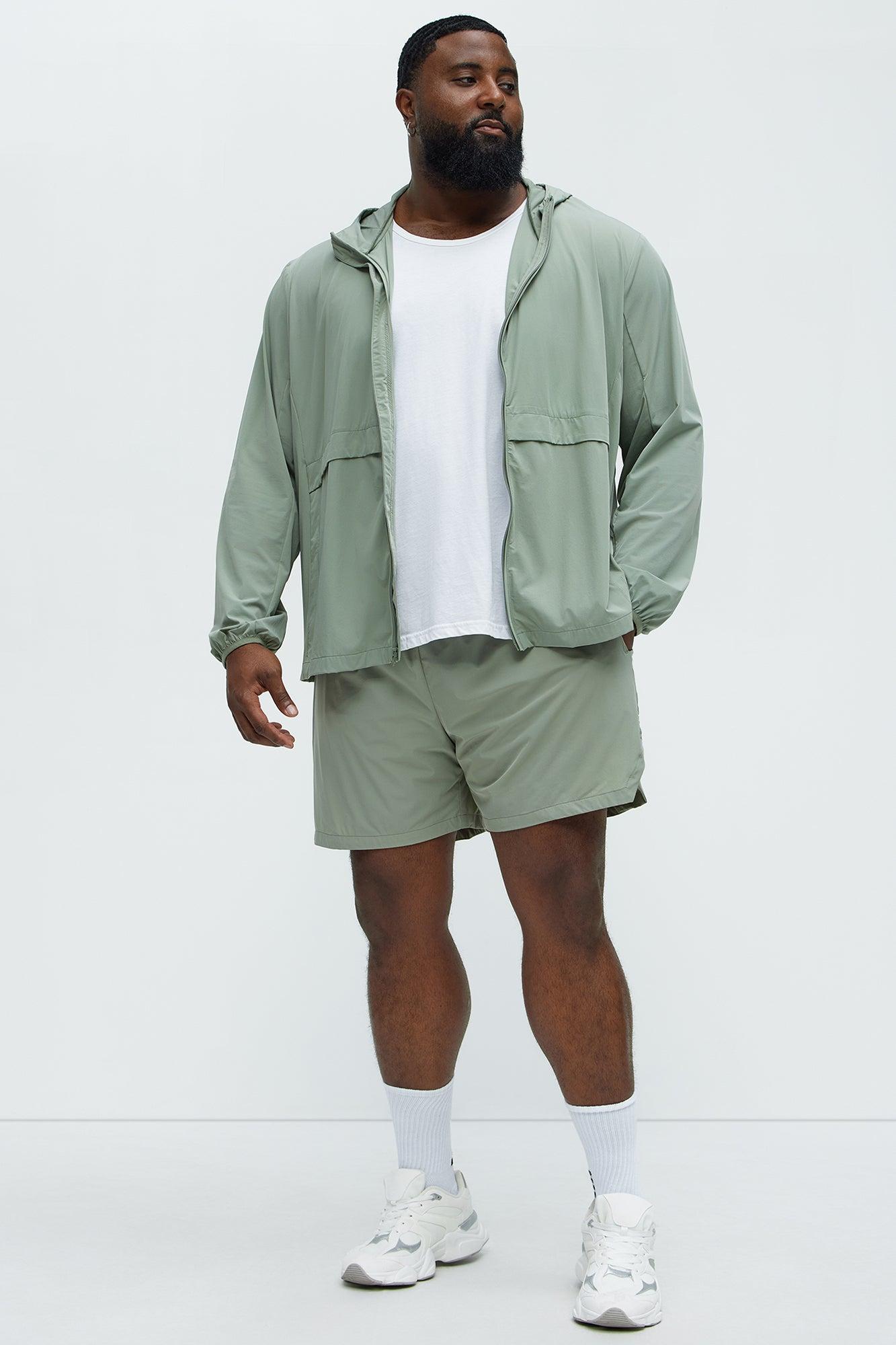 Lightweight Stretch Hooded Running Windbreaker Jacket - Sage Product Image