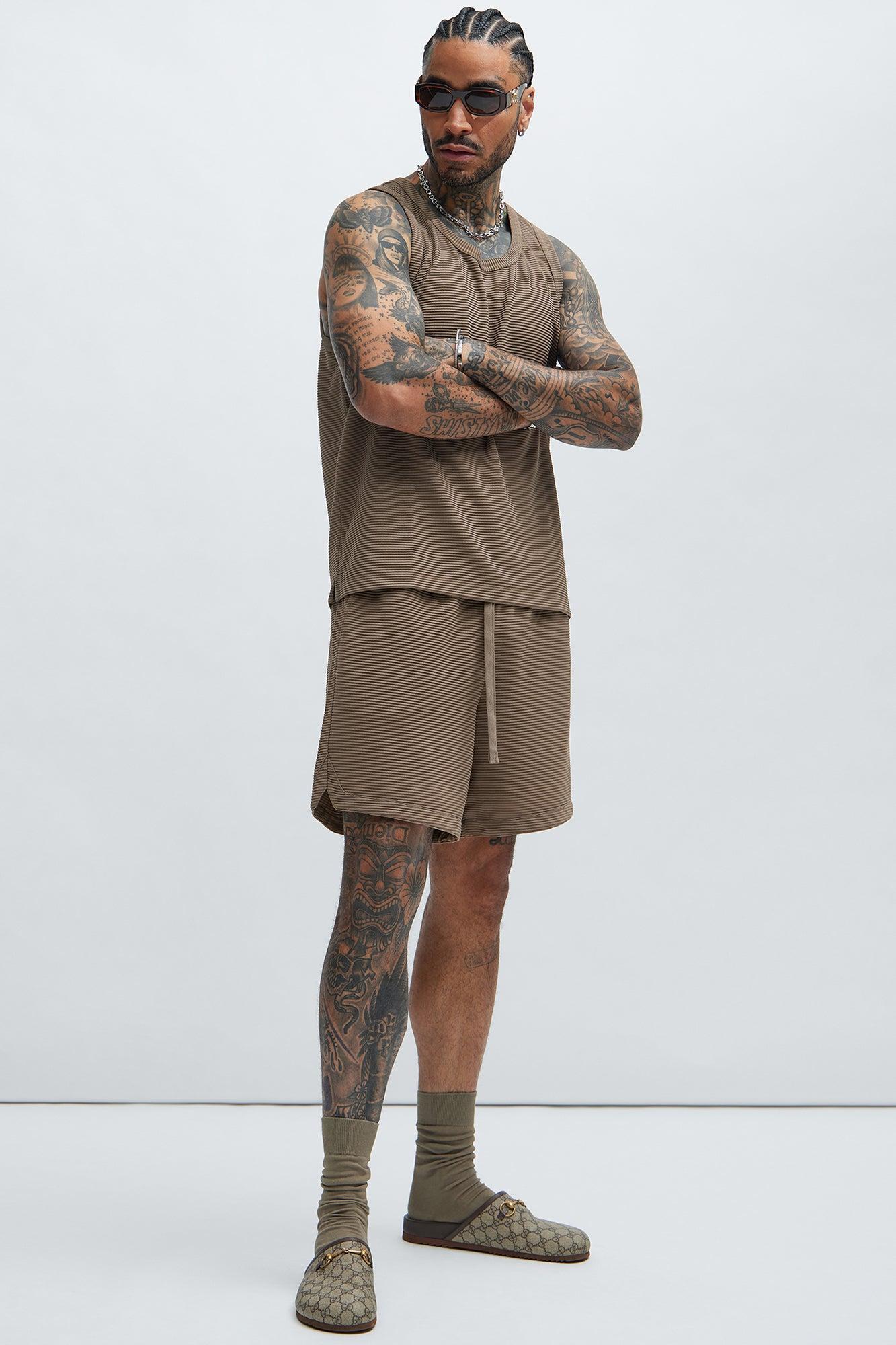 Zyler Textured Shorts - Taupe Product Image