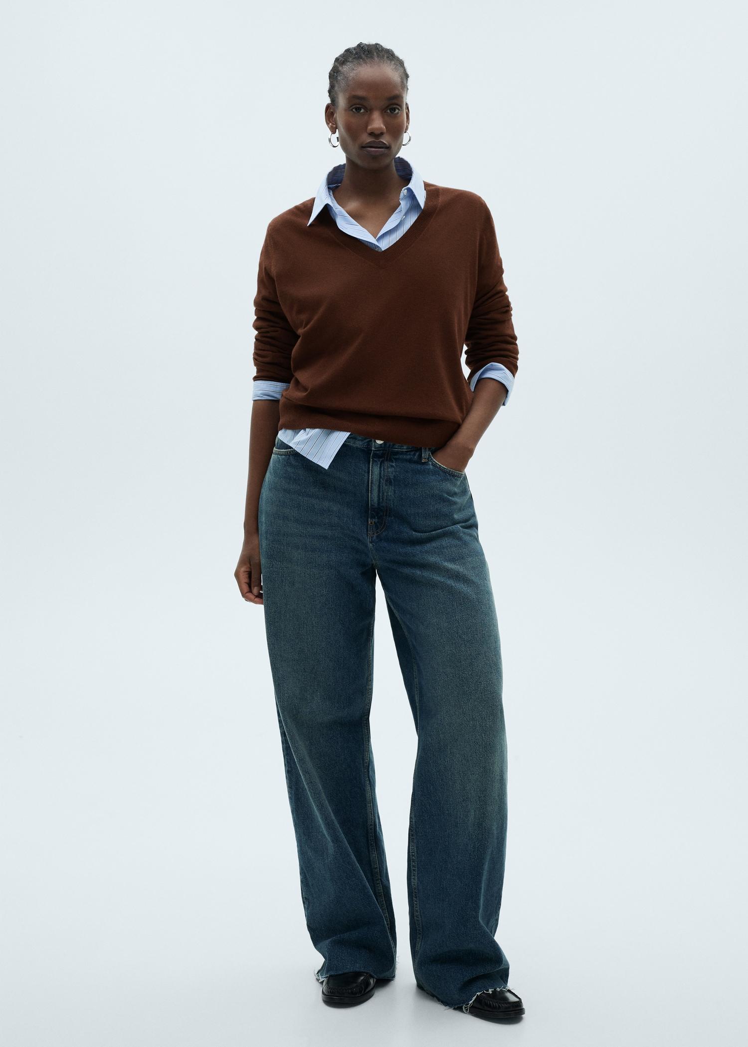 V-neck knit sweater - Women | MANGO USA Product Image