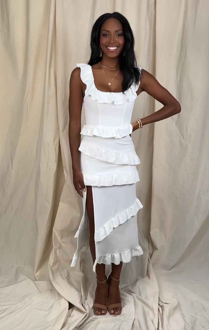 Greta Dress ~ White Stretch Product Image