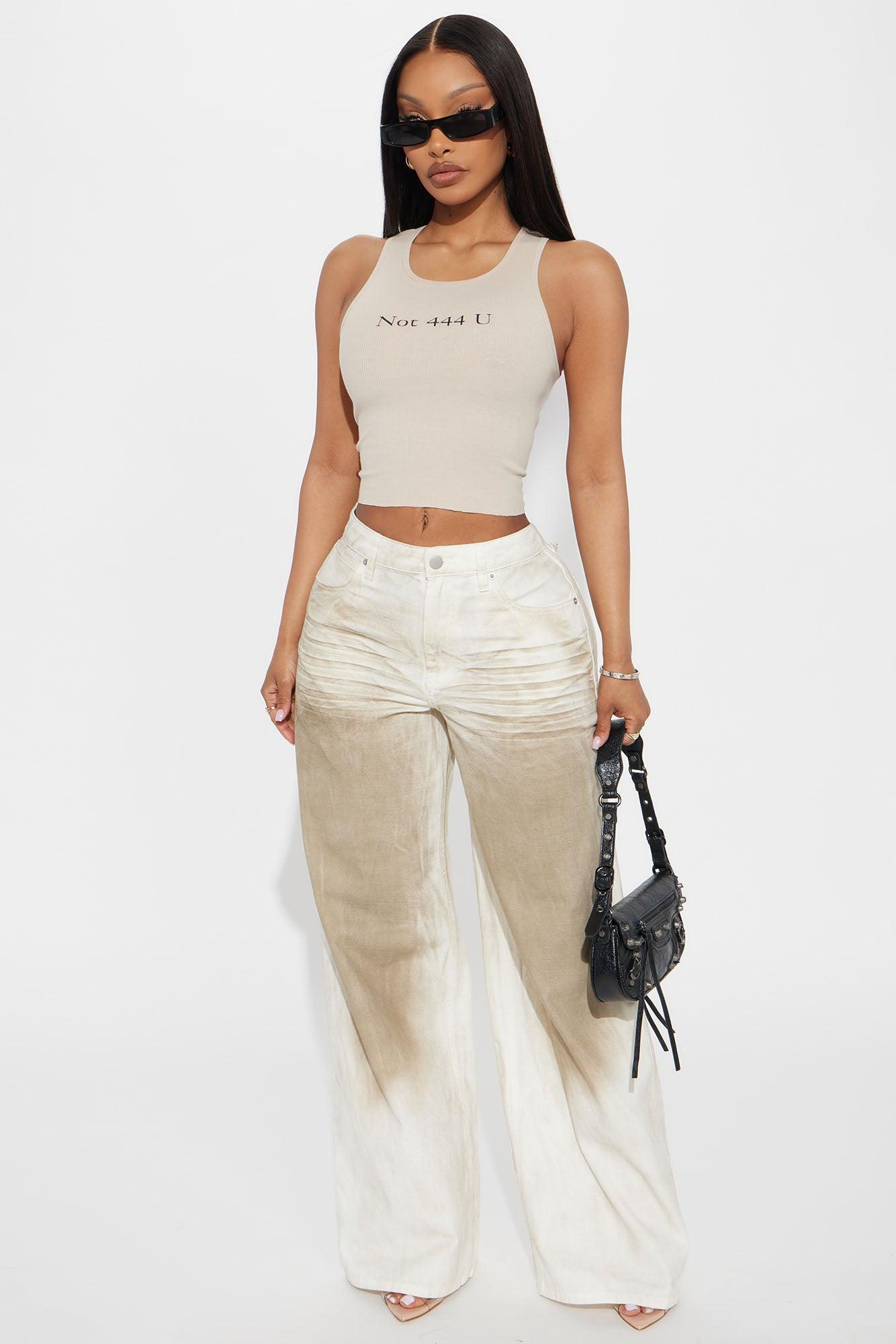 Soleil Washed Twill Wide Leg Pant - Off White Product Image
