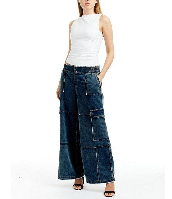Tractr Tractr Blu Cargo Lounge Mid Rise Denim Jeans Product Image
