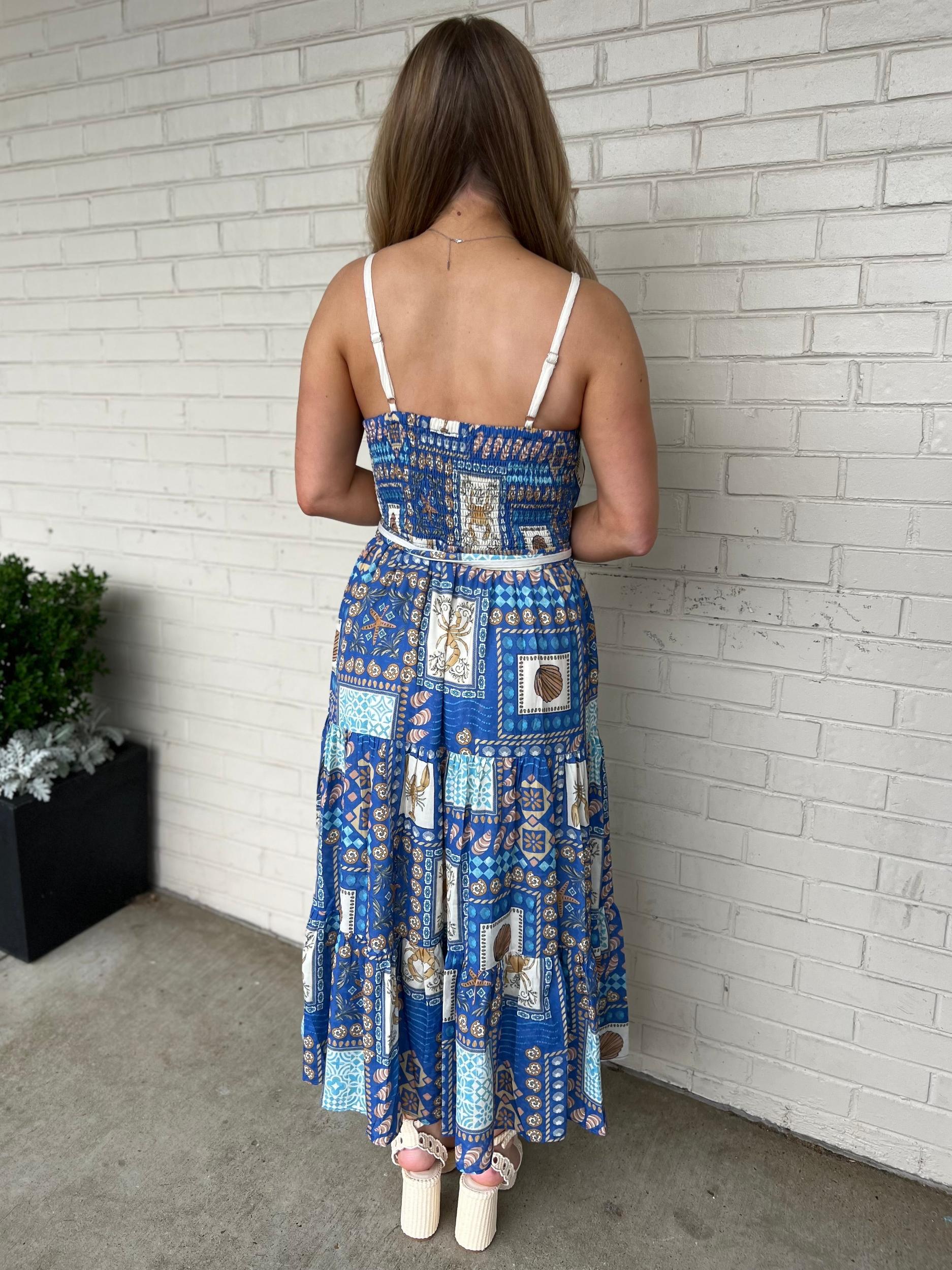 Tessa Sleeveless Coastal Print Midi Dress Product Image