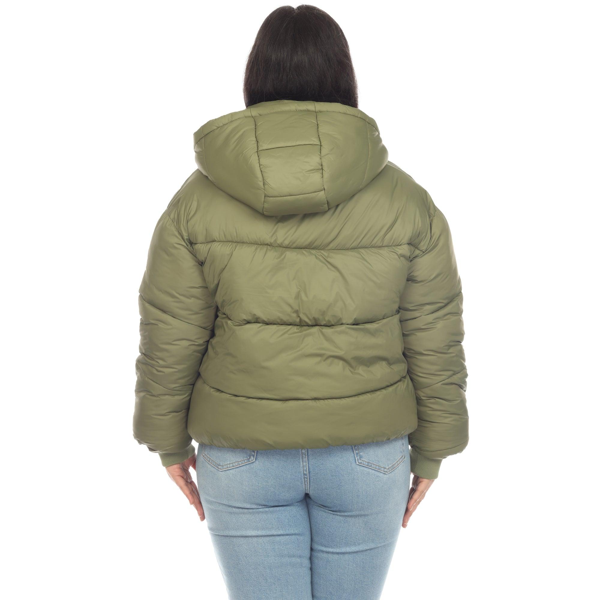 Full Front Zip Hooded Bomber Puffer Coat - Plus Product Image