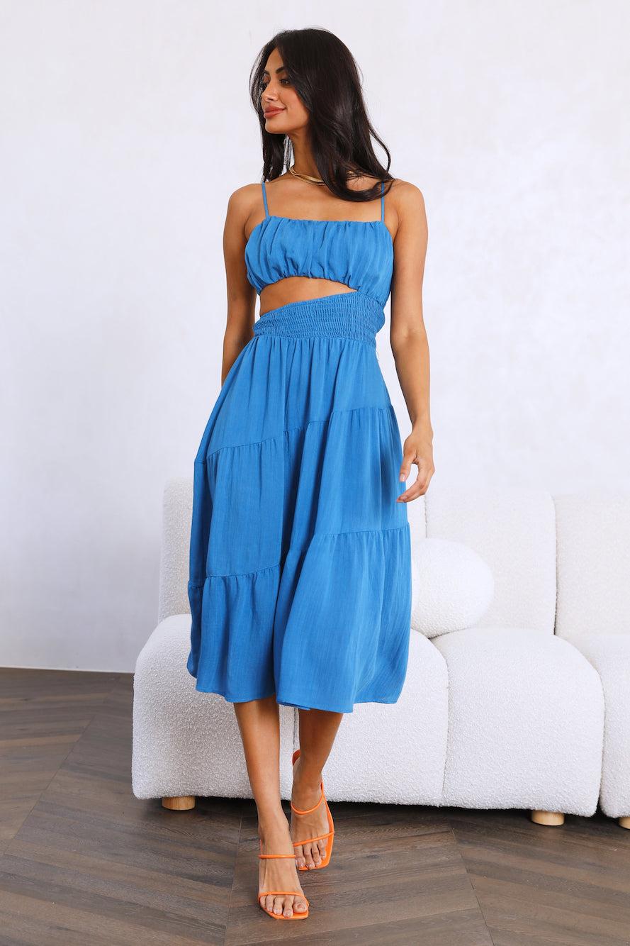 Get Lost In Your Eyes Midi Dress Blue Product Image