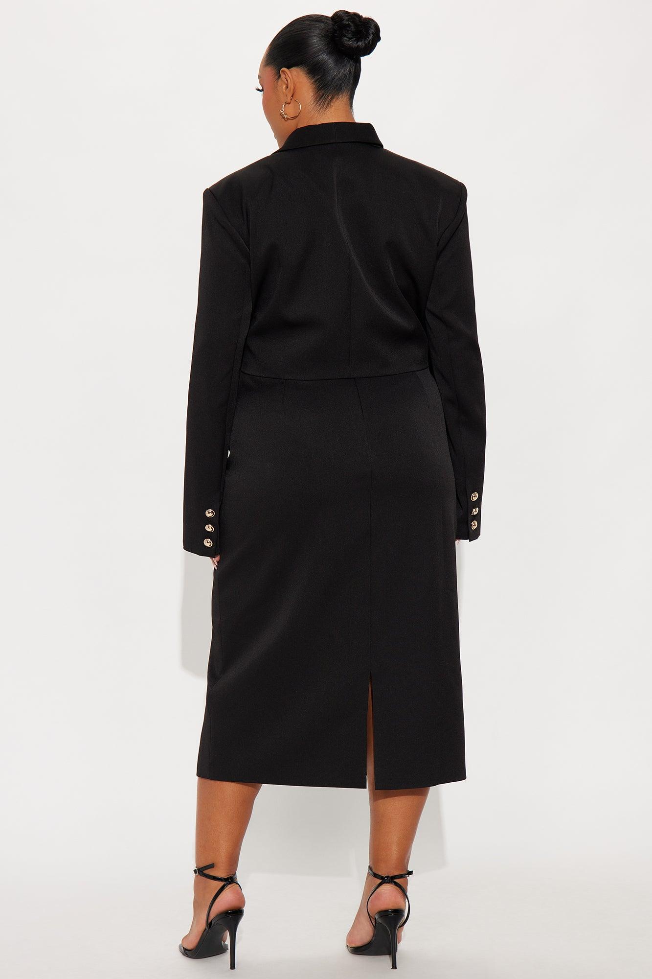 Suit Yourself Strapless Crepe Woven Midi Dress Set - Black Female Product Image