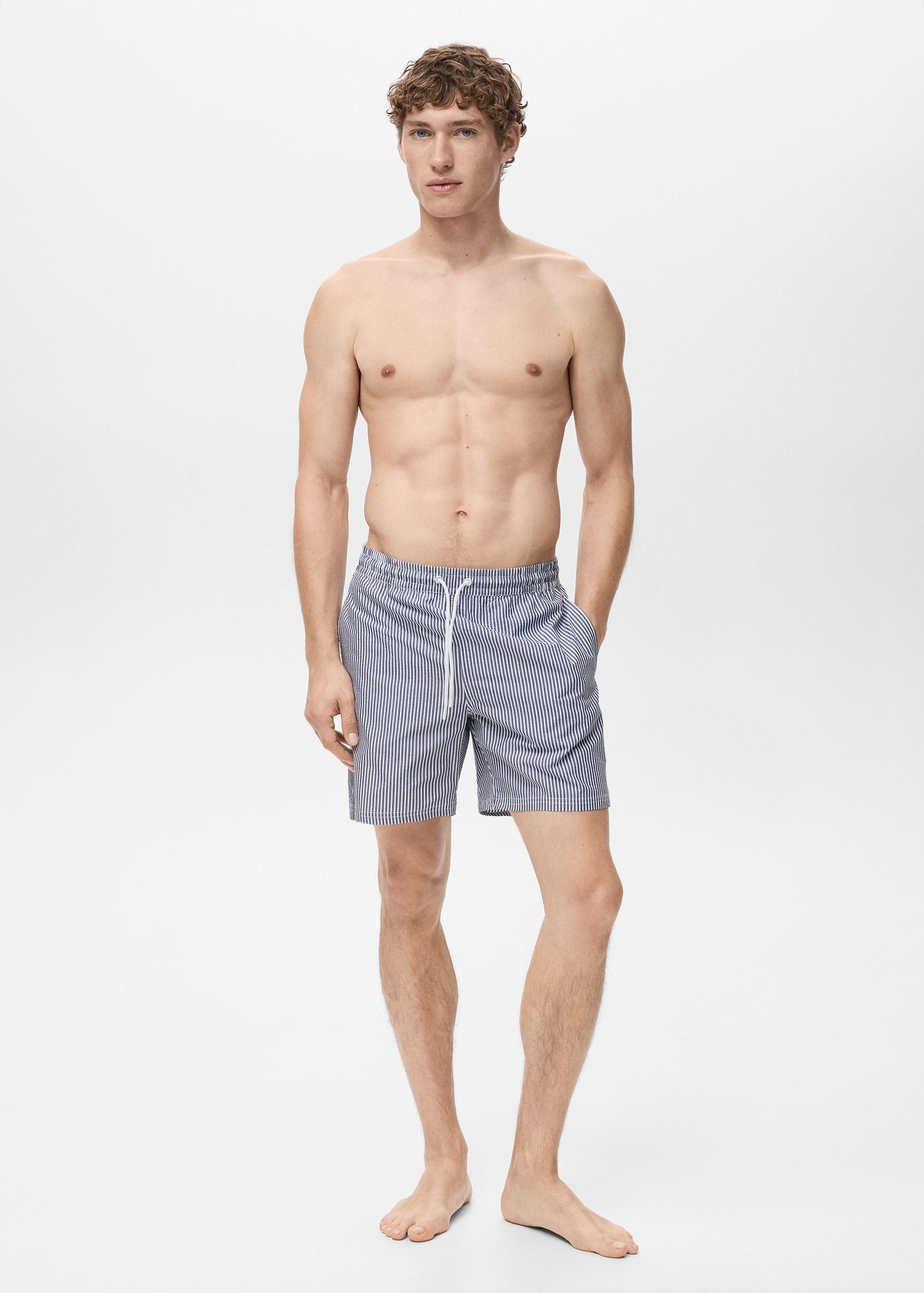 Seersucker swimming trunks - Men | MANGO USA Product Image