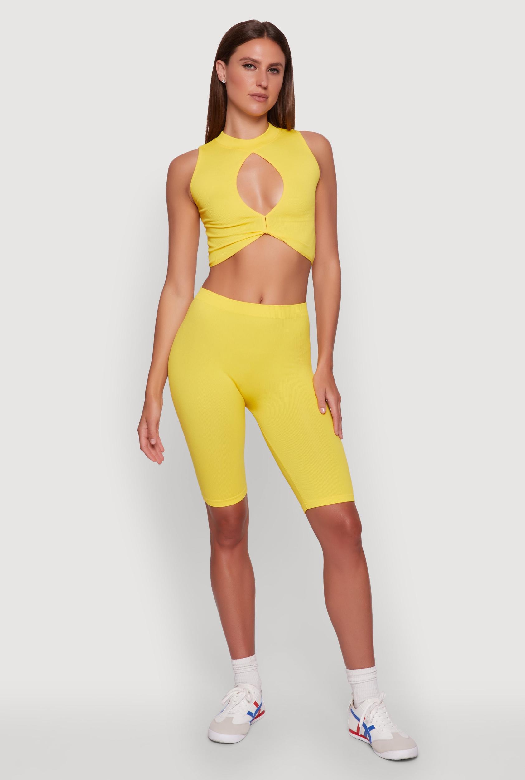 Womens Seamless Rib Knit High Waisted Bike Shorts Product Image