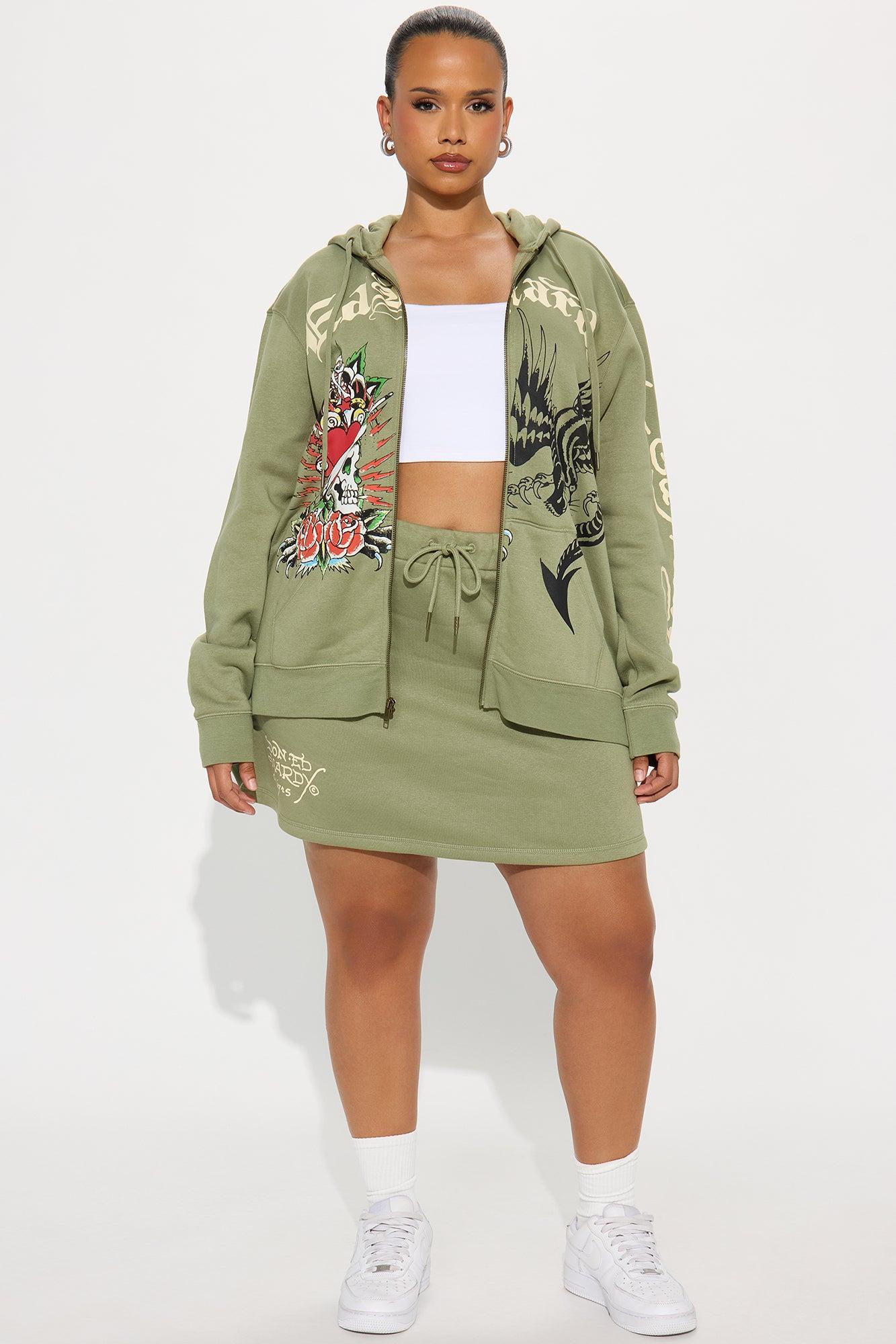 Ed Hardy Heart Of Roses Skirt Set - Sage Product Image