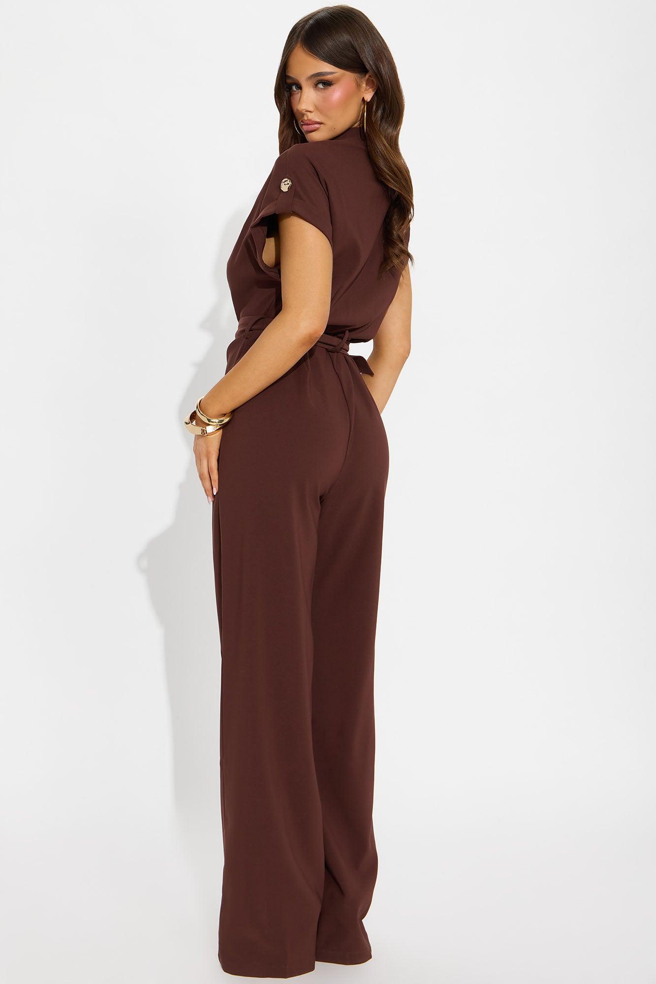 Fall For You Jumpsuit - Chocolate Female Product Image