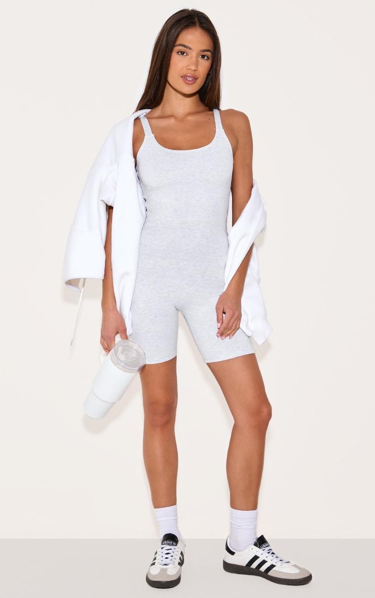 Ash Grey Sculpt Low Back Strappy Unitard Product Image