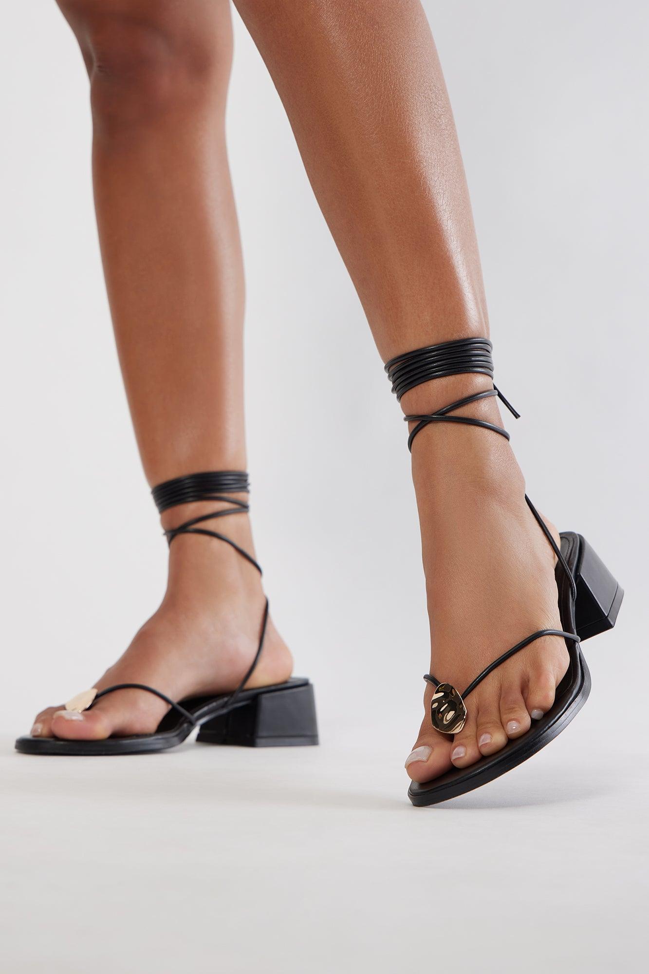 Tish Wrap Up Heels - Black Product Image