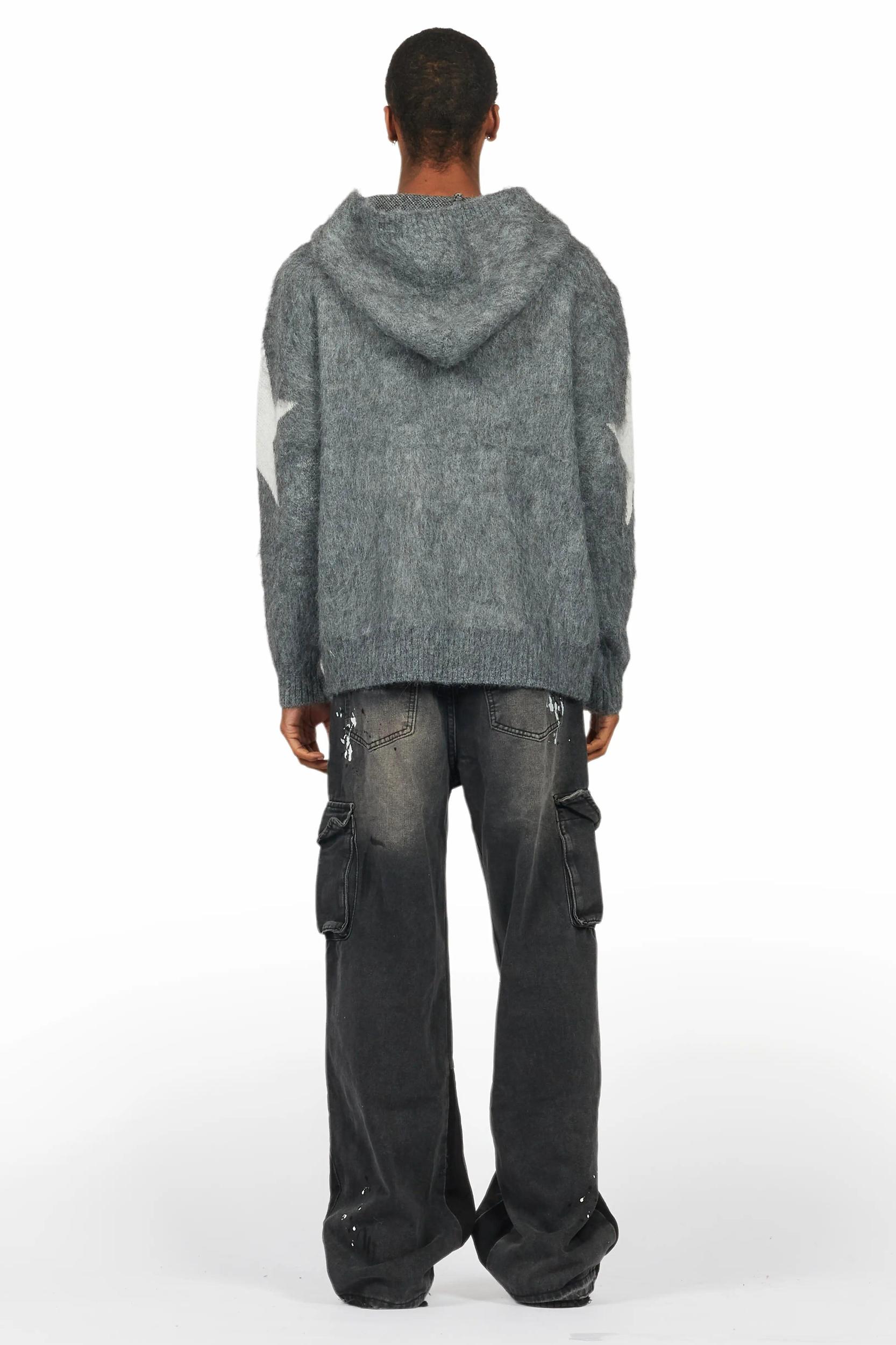 States Grey Mohair Hoodie/Baggy Fit Jean Bundle Male Product Image