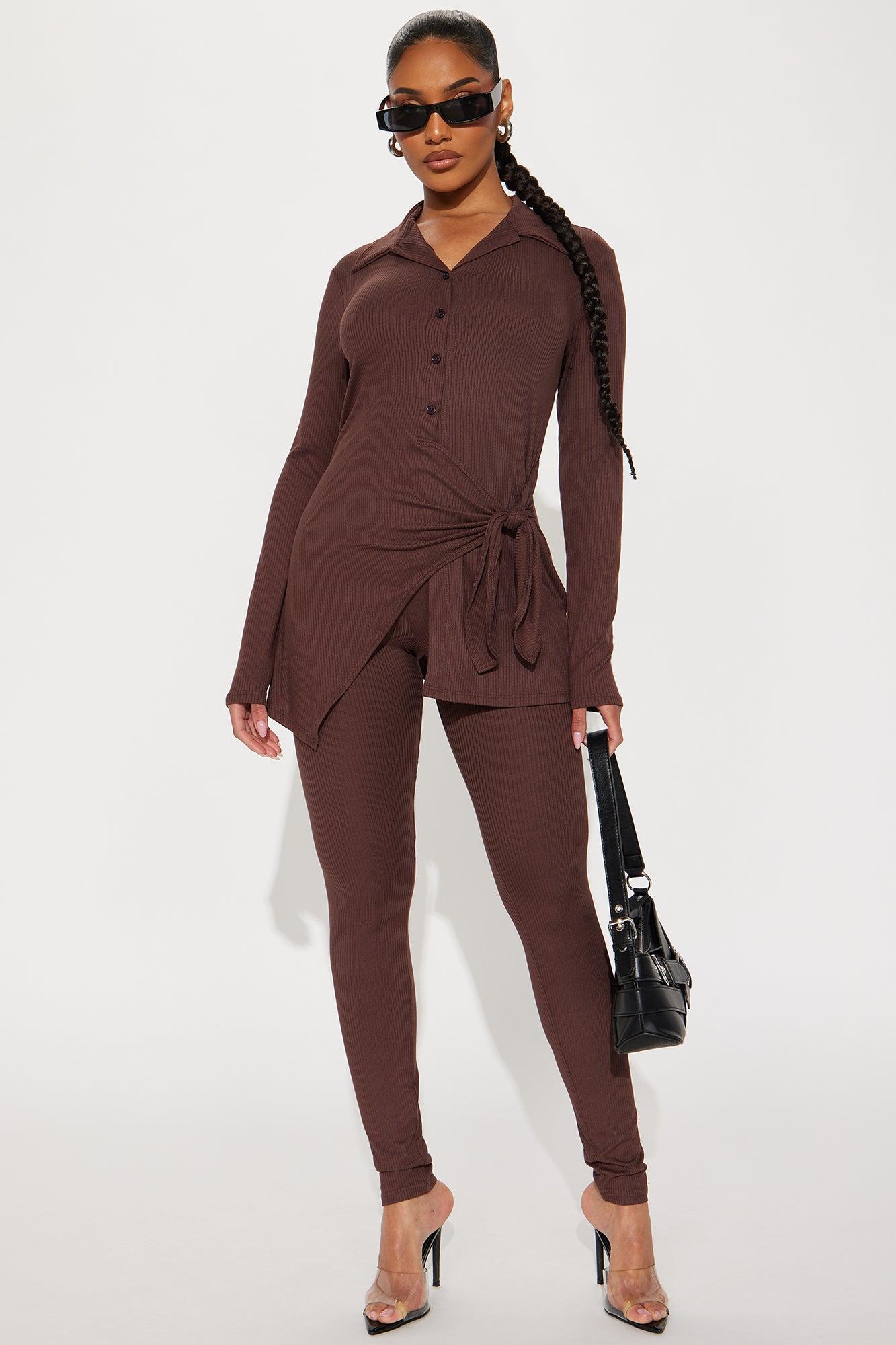 Melissa Ribbed Legging Set - Chocolate Product Image