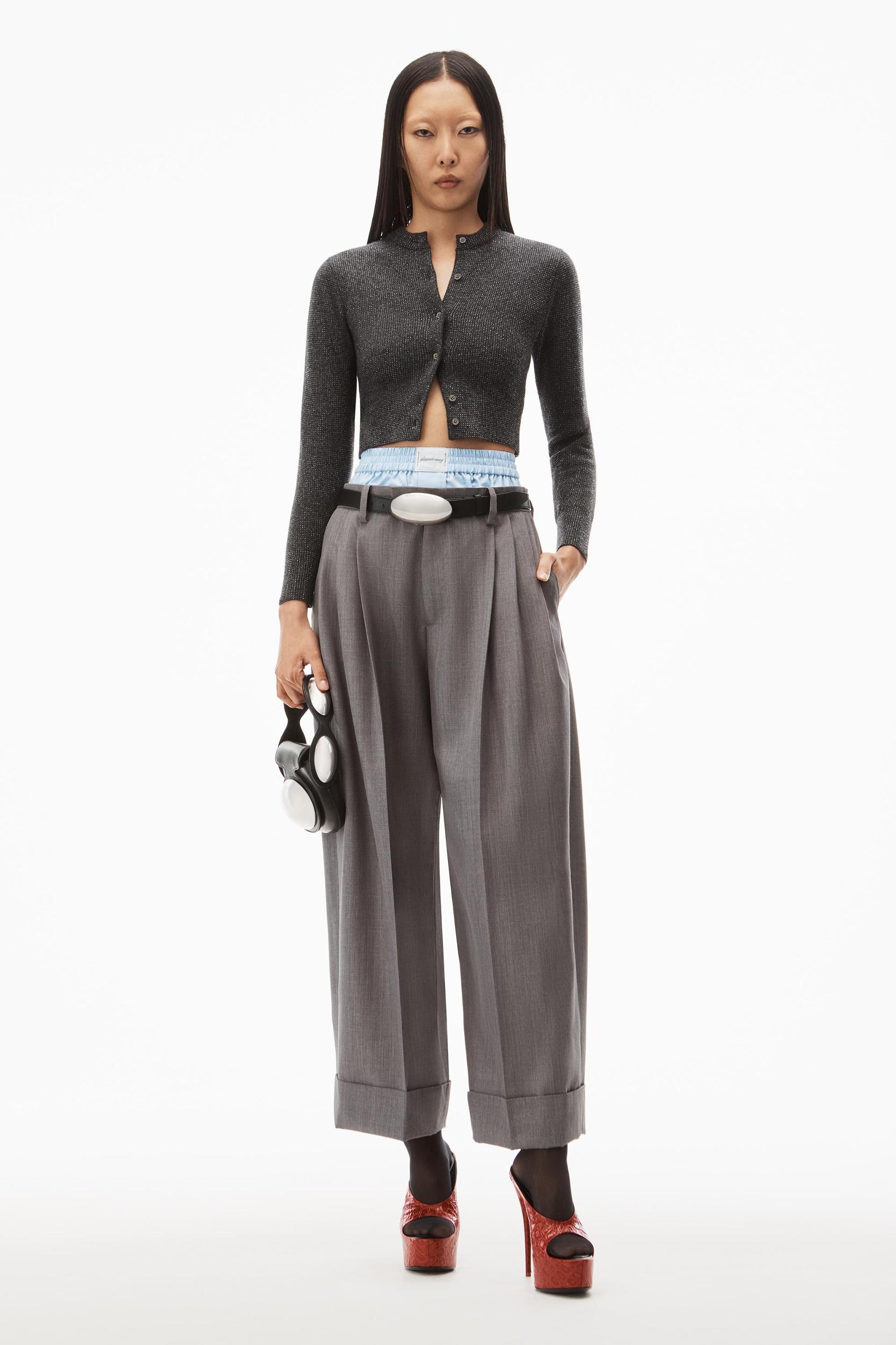 Crystal Hotfix Shrunken Cardigan In Wool Product Image