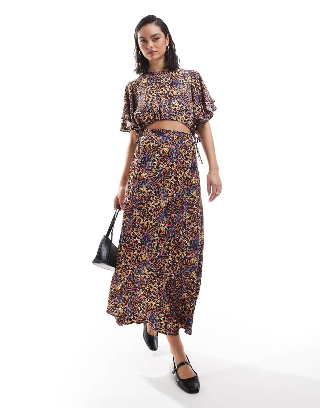 Scalpers mini corde print skirt in multicolor   Product Image