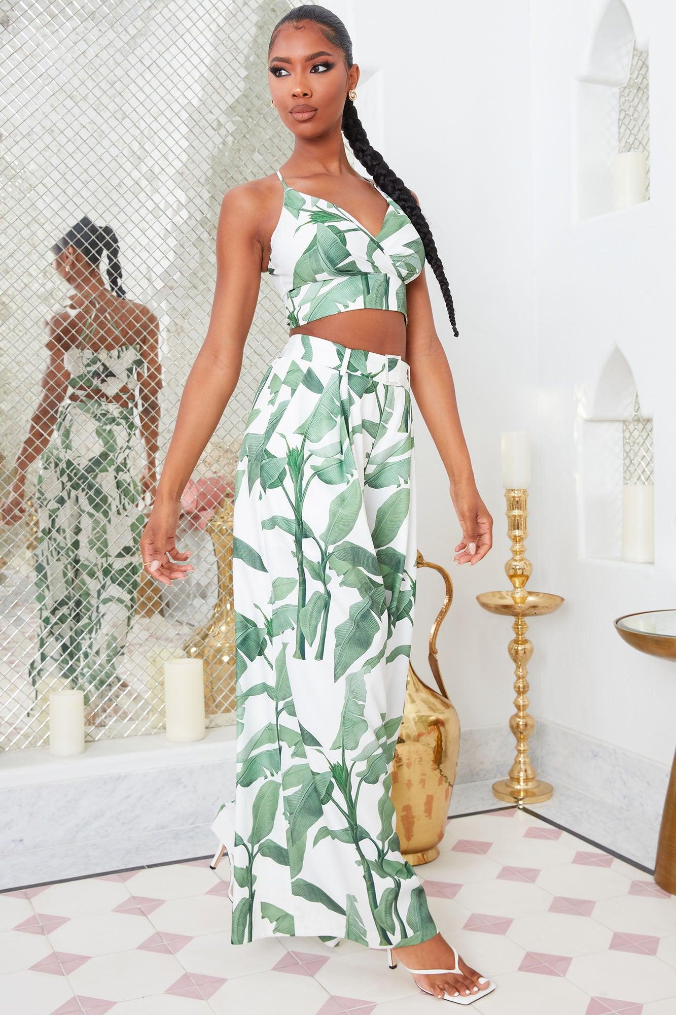 Ibiza Nights Tropical Pant Set - Green/combo Product Image