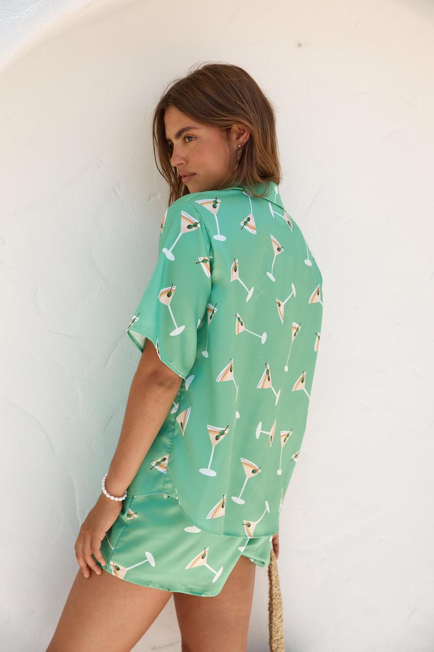 Happy Hour Satin Set Green Product Image