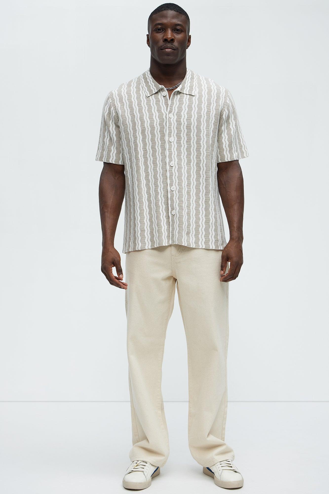 Wavy Stripe Knitted Shirt - Grey/combo Product Image