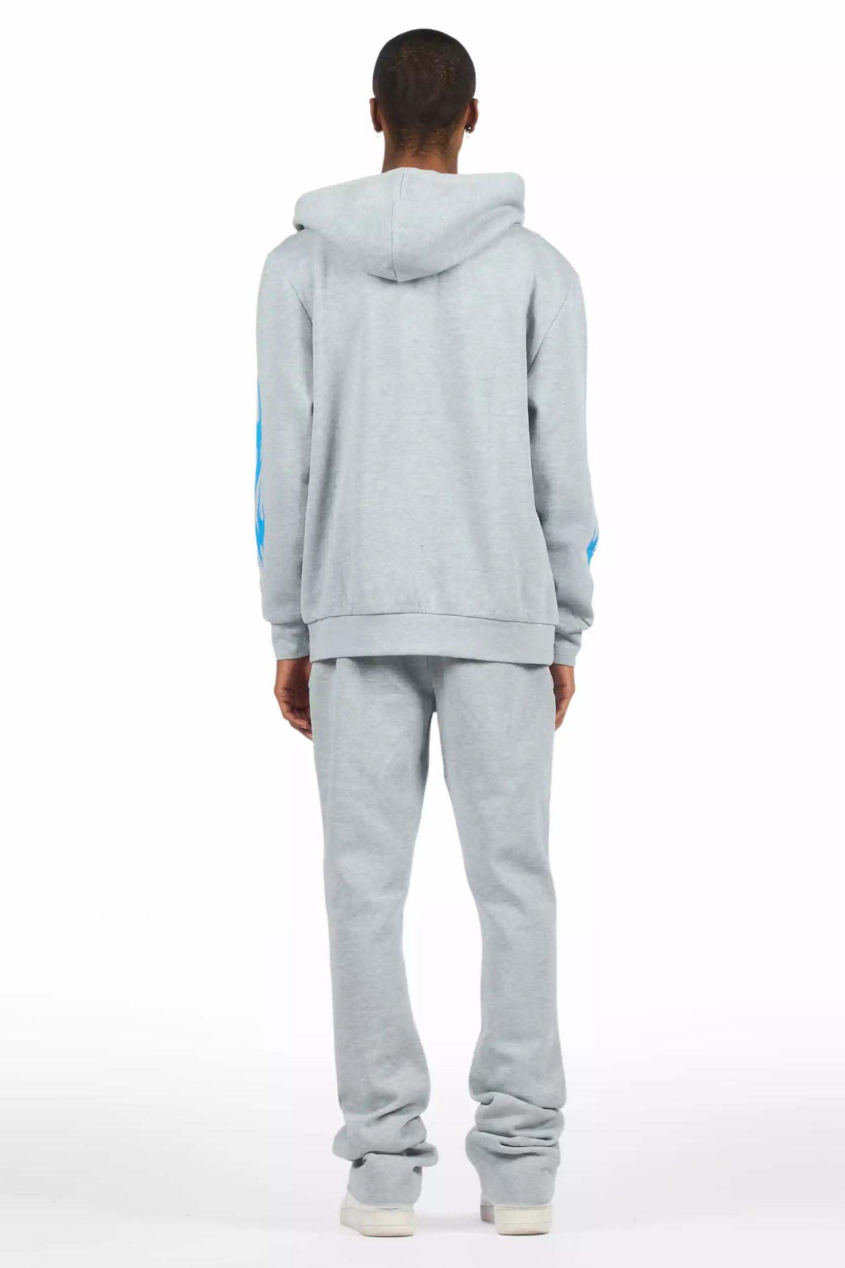 Colorful Race Heather Grey Hoodie/Baggy Track Pant Set Male Product Image