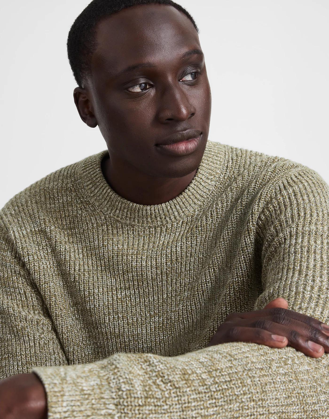 Cotton Shaker-Stitch Crewneck Sweater Product Image