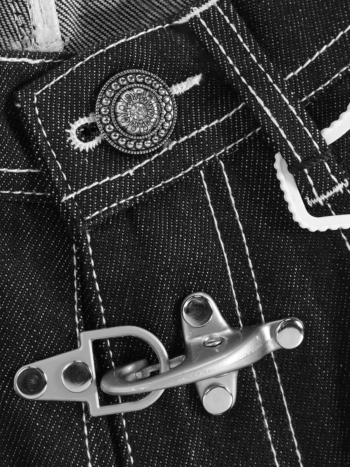 Aelfric Eden Metal Button Raw Baggy Barrel Jeans Product Image