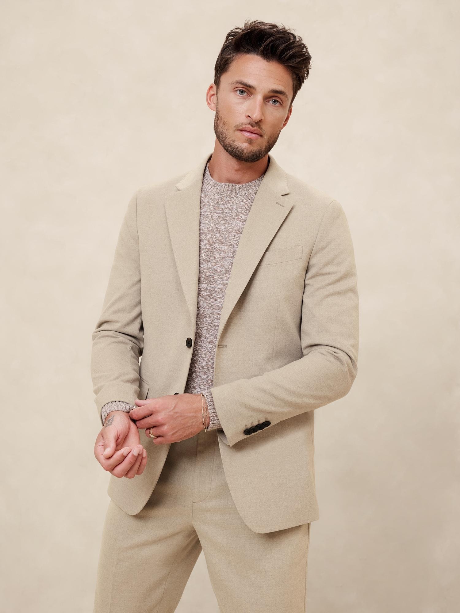 Tailored-Fit Flannel Suit Jacket Product Image